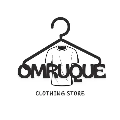 Effective Service for Organic Instagram Promotion and Strategic Ads 5 Black and white logo for Omruque Clothing Store, featuring a t-shirt on a hanger and the store name.